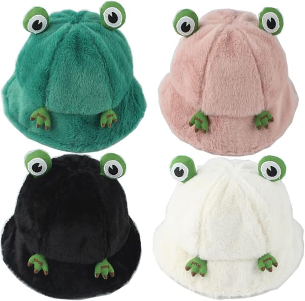 Vad du alltid använder Dam höst vinter mössa tecknad groda varm flanell bäcken mössa tjock mössa barn huva pojke White One Size