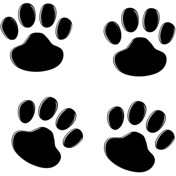 Pakke med 4 3D Krom Hundepote Fodaftryk Bil Emblem Mærkater (sort)
