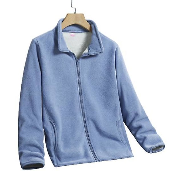 Herre Vinter Fuld-lynlås Tyk Dobbeltsidet Plys Polar Fleece Jakke light blue XL