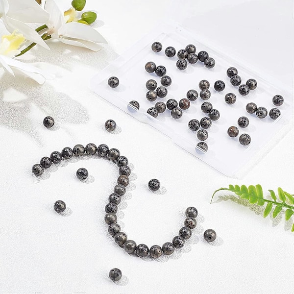 75 stk. 3 strenge naturlige pyritperler runde ædelstens løse perler energisten til halskæder armbånd smykkefremstilling DIY håndværk - 8 mm