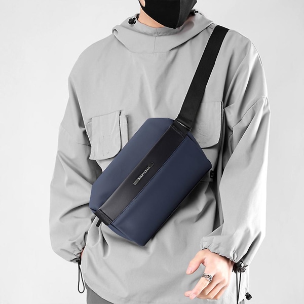 Pieni Sling Bag Ristivartalolaukku Miehille Rintalaukku Olkalaukku Rento Päiväreppu Matkailuun Pyöräilyyn Navy blue
