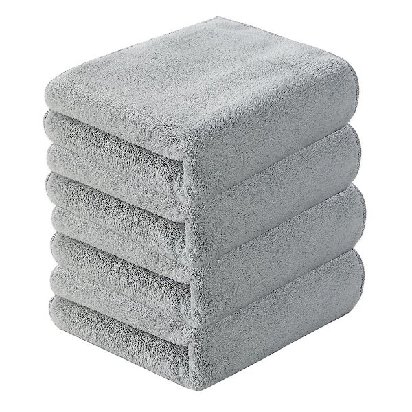 Erittäin pehmeät kylpypyyhkeet 4 kpl (35 x 70 cm) - Nopeasti kuivuvat - Korallifleece erittäin imukykyinen pyyhe Grey