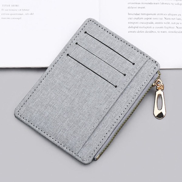 Canvas korthållare för män, liten dragkedja korthållare, körkort, myntväska, Oxfordtyg 1112 Canvas Card Gray