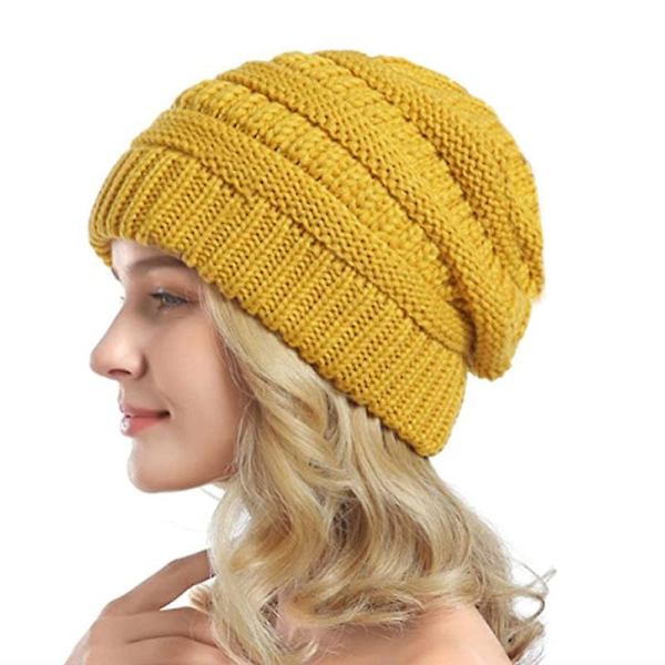 Sztxj Vinter Strikkede Huer Til Mænd Og Kvinder, Dobbelt Lag, Vinterhatte, Hue, Satin Interiør, Minimalistisk Stil (sort)