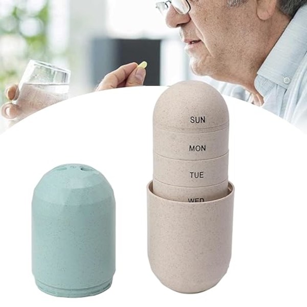Weekly Medicine Organizer Kompakt Reselåda 4,9X2 med Fack Perfekt Förvaringsställlösning