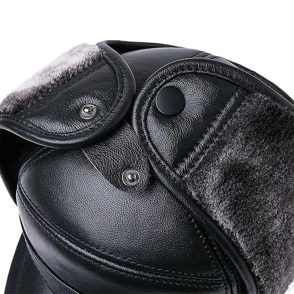 Sztxj Herr 100% Äkta Läderhatt Vinter Varma Utomhus Skydda Öra Äkta Läderkeps För Vinter Varma Foder(rödbrun) Xl {57-58cm}