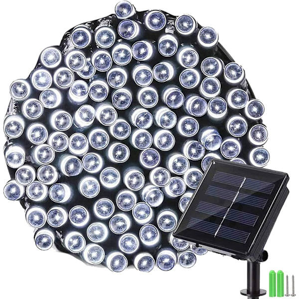 Solcellslingor för utomhusbruk - 22 m 200 LED vattentäta solcellslampor för jul, 8 belysningslägen dekorativa lampor för trädgård, uteplats, staket, Chris