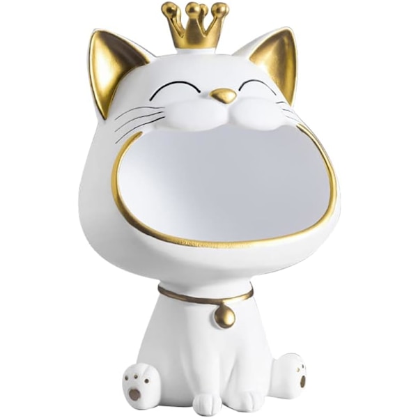 Kattförvaring skulptur harts nyckelhållare katt nyckelskål förmögenhet katt förvaring skulptur harts nyckelhållare statyett