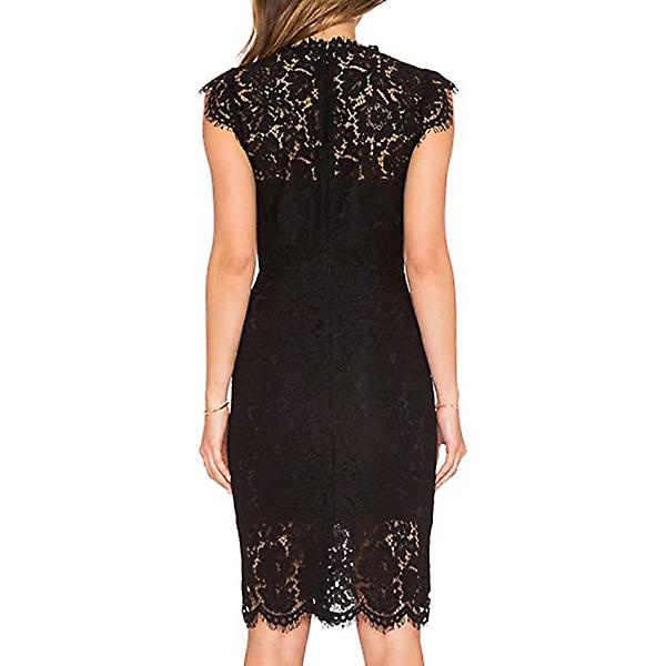 Naisten hihaton pitsikuvioinen elegantti cocktailmekko Black M