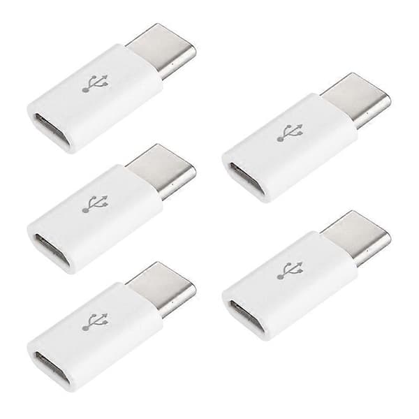 Typ C Till Micro Adapter V8 Android OTG Typ-c Usb C Adapter Micro Typ 5pcs White