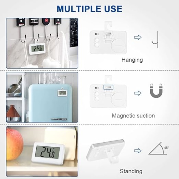 Kylskåpstermometer, digital frys, digital vattentät kylskåpstermometer med LCD-display, tre placeringslägen