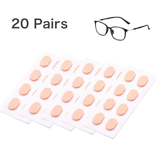 Nese pads for briller, 20 par myke skum nese pads, selvklebende anti-skli myke skum briller nese pads hudfarge/1mm