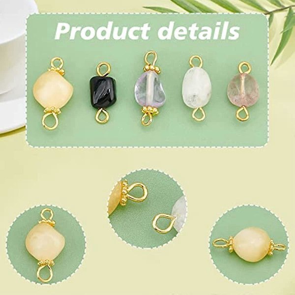 100 stk. Ædelsten Links Charms 5 Stilarter Stenforbindelser Kvarts Krystal Charms Forbindelser Natursten Charms til Smykkefremstilling