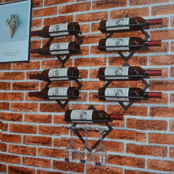 Vinstativ Væghængt Sammenklappeligt Vinflaskeholder Organizer Display Til Hjemmekøkken Barindretning 2 stk Style 3