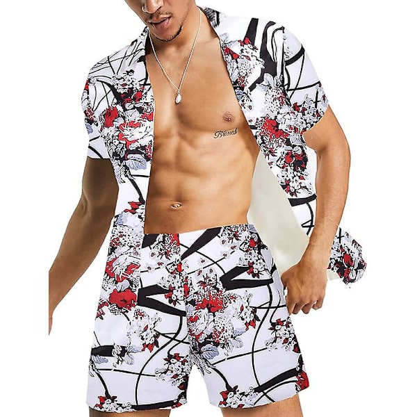 Miesten ylelliset rennot lyhythihaiset havaijipaita-asut COLOR 1 2XL