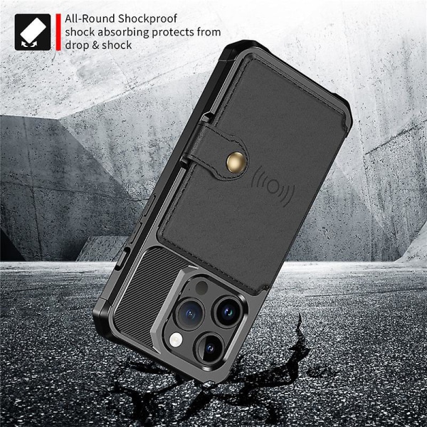 Iphone 15 Pro Max Fodral Med Korthållare, Hållbart Stötsäkert Robust Telefonfodral Gold iphone 15 Plus