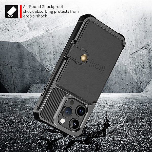 Iphone 15 Pro Max Fodral Med Korthållare, Hållbart Stötsäkert Robust Telefonfodral Red iphone 15 Pro
