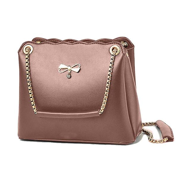 Sløyfe Bærbar Veske Søt Dameveske Enkel Casual Skulderveske Crossbody Veske khaki