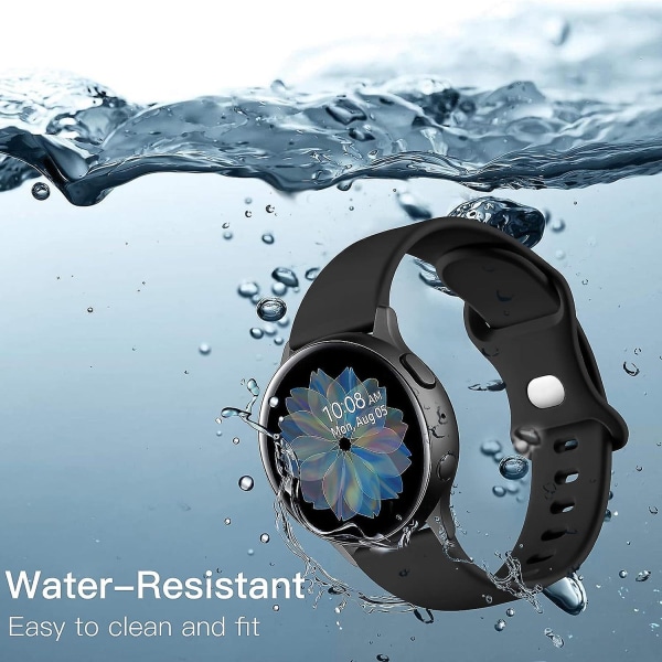 Silikonrem kompatibel med Samsung Galaxy Watch Active 2 40mm/44mm, 20mm Sport dubbelhålsspänne för Galaxy Watch 4/ watch 4 Classic/watch3