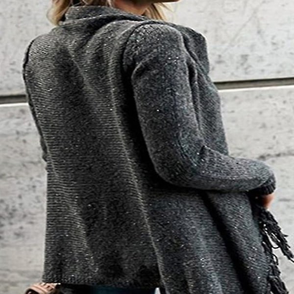 Dam Plus Size Långärmad Stickad Topp Oregelbunden Lös Pullover Tröja Oversize M D