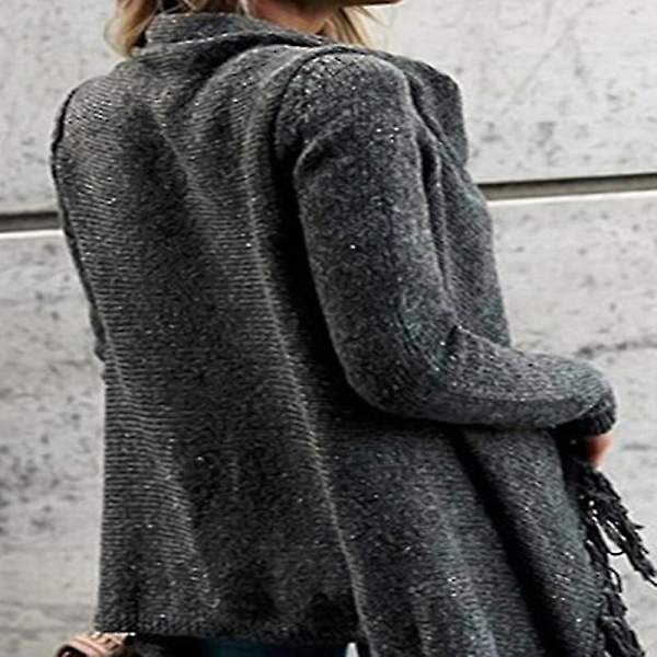 Dame Plus Size Langærmet Strikket Top Irregulær Løs Pullover Sweater Oversized XL E