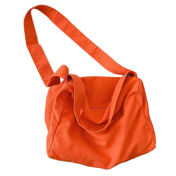 Canvas Læder Messenger Taske Skuldertaske Kryds Krops Taske Orange