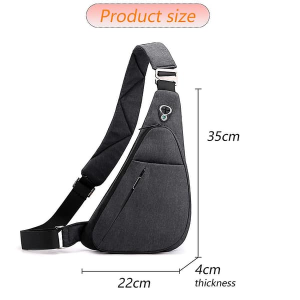 Enkelaxlad Ryggsäck Diagonalväska Vattentät Reseryggsäck Left shoulder black