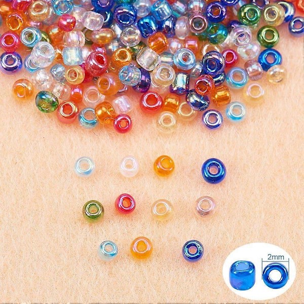 12/0 Glas Perler Gennemsigtige Farver Regnbue DIY Løse Spacer Mini Glas Perler 2mm