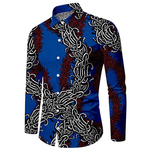 Herr Jul Halloween Långärmad Knapp Ned Skjorta Casual Slim Fit Klänningskjortor Q1 L