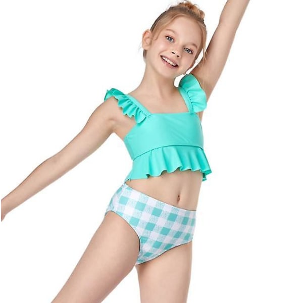 Jenter Badetøy Liten Volang Sommer Strand Delt Badetøy Bikini blue 116