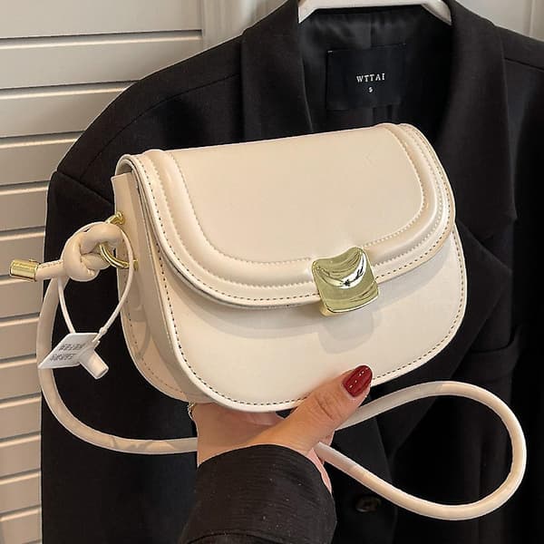 Axelväska Mini Pu Koppling Väska Dam Mode Handväska Solid Färg Sadelväska Plånbok white