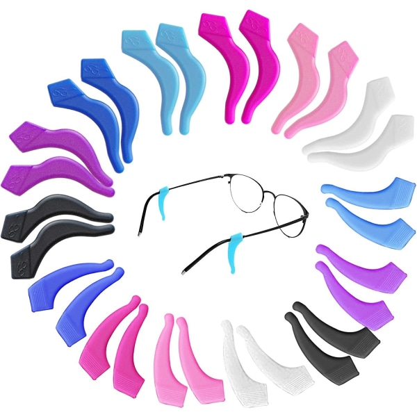 14 par glasögonhållare Bekväm silikon glasögonremshållare Sport Anti-halk öronkrokar för barn och vuxna, flerfärgad