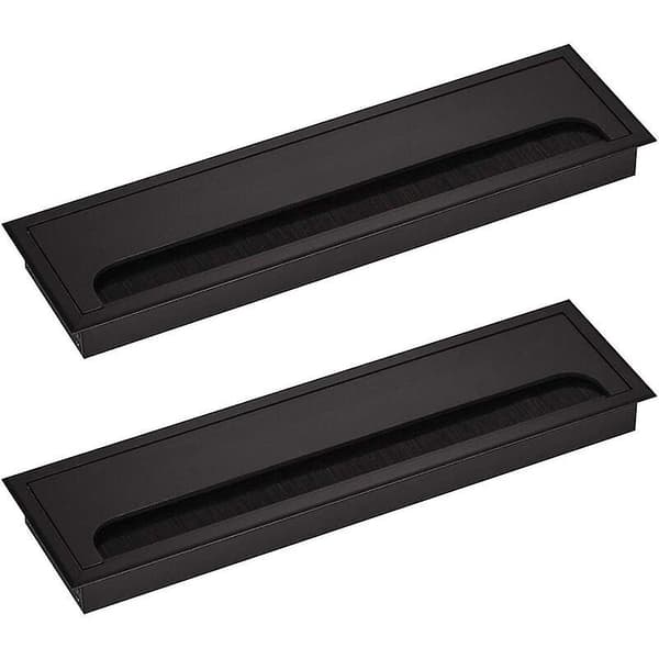 Set med 2 rektangulära kabelkanaler 80x 280mm för infällnad i kontorsbord