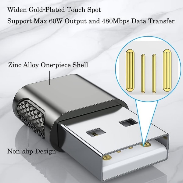 Usb C-hona till Usb-hane Adapter 2-pack, Usb Typ C-kabel till Usb A Laddningsadapter Rymdgrå