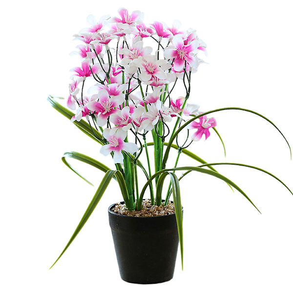Kevätkukka Bonsai Lehdillä, Luovat Koristeet, Tekokukka Koristeet, Teko-Viherkasvit, Ruukutetut Kasvit pink