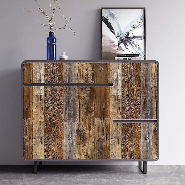 45x600cm Kulunut Puulankku Tapetti Kuori Ja Liimaa Maalaismainen Puunsyy Kuvio Seinäpaperi Irrotettava Itseliimautuva Ruskea Laivalauta Vinyylikalvo Koristelu