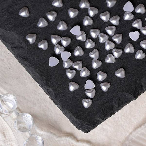 6 poser 1200 stk. Hvite Neglepynt Flatback Hjerte/firkant/trekant/diamant Multi Former 3d Neglepynt Materiale Utsmykninger For Neglekunst DIY Håndverk Acce heart 4*4MM