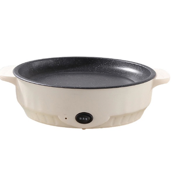 Elektriska bakplåtar för kök, hushållsbarbecue, nonstick, extra stor panna för inomhus- och utomhusgrillning Creamy-white