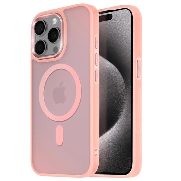 Case MagSafe til iPhone 15 Pro Surround Frosted Mat Bagside, Pink