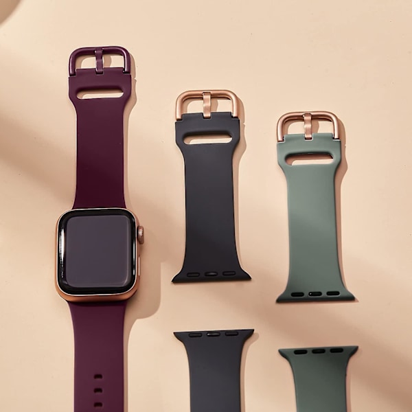3 Stk. Kompatible med Apple Watch remme 41 mm 40 mm 38 mm, blød silikone erstatningsrem med klassisk spænde til iWatch Series SE 7 6 5 4 3 2 1 til W