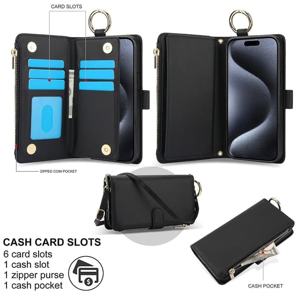 Crossbody Plånbok Läderfodral För iPhone 11 Pro Max / 11 Pro / iPhone 11 Black For iPhone 11 Pro