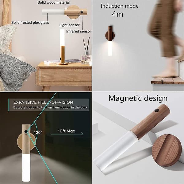 2 st LED-trappbelysning med rörelsesensor, batteridriven inomhus, USB-laddningsbar [energiklass A]