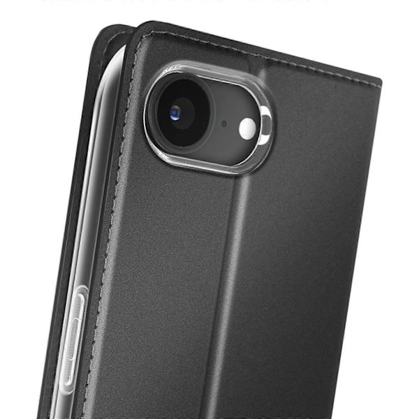 Etui til iPhone 16e Satin Effekt Kortholder Videoholder, Sort