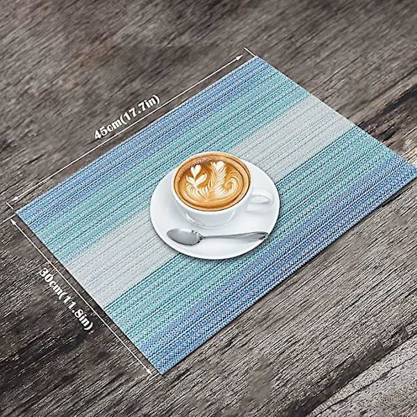 10 st blå placemats värmebeständiga köksbordsmattor tvättbara placemats korsvävda vävda vinyl placemat för kök matbord