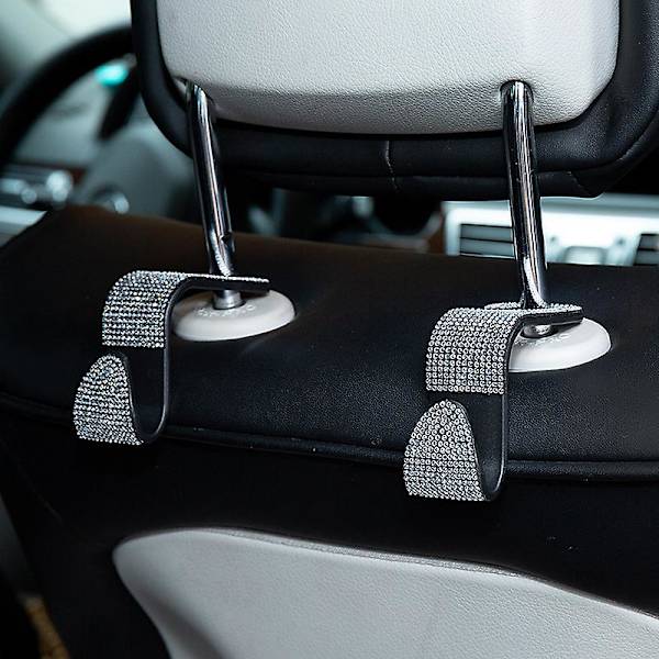 4 kpl Auton Käsilaukun Koukku Bling Strassiauton Koukut Naisille - hopea