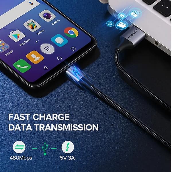 3.0 Micro Usb 3A Snabbladdningskabel Android Datakabel Mobiltelefonladdare Sladdar & Adaptrar
