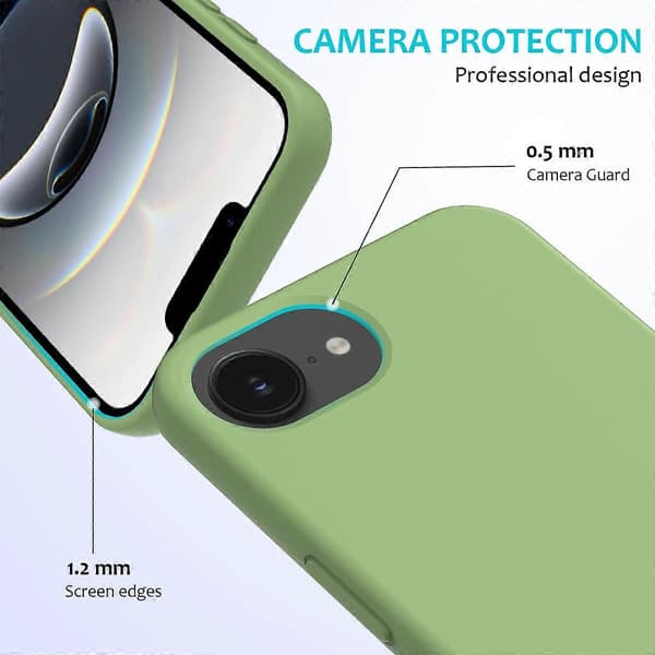 För iPhone 16e Skal Stöttåligt Flytande Silikon Mjukt Foder Baksida Telefonskydd - Röd Mint Green