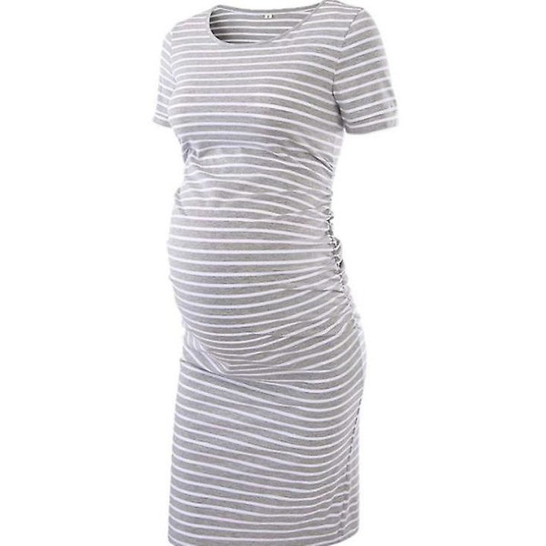 Ventekjole med rynket side, 3/4 ærmekjole, fritidstøj gray1 XL