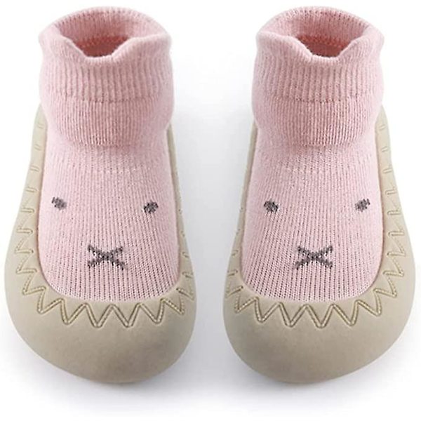 Baby Sock Shoes Halkfria Söta Cartoon Mjuka Stickade Baby Golvskor Småbarnsskor För Flickor Pojkar Pink 0 6months