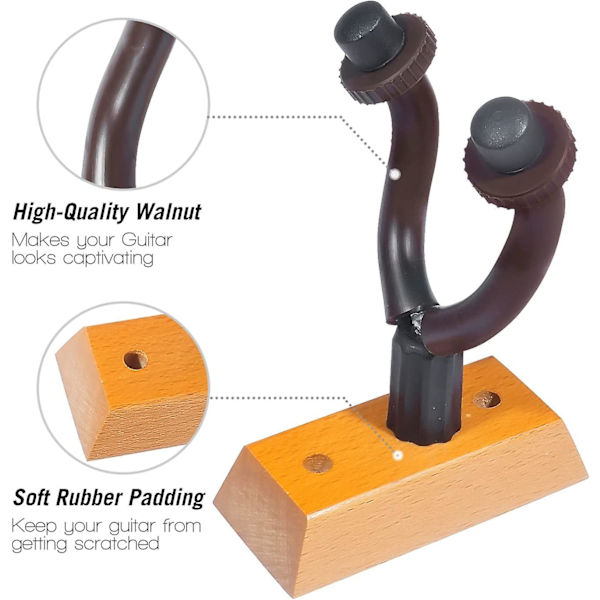 2-pack Gitarr Väggfäste Krokar, Valnöt Trä Gitarrställ (2-pack)